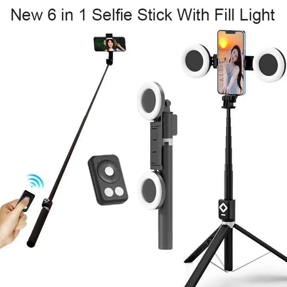 Selfie Stick With Light 6 In 1 Selfie Stick With Fill Light Multifunctional Cell Phone Tripod Stand Extendable Tripod With