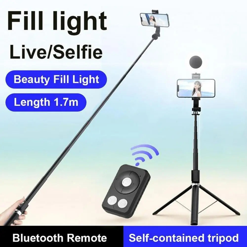 Selfie Stick With Light 6 In 1 Selfie Stick With Fill Light Multifunctional Cell Phone Tripod Stand Extendable Tripod With