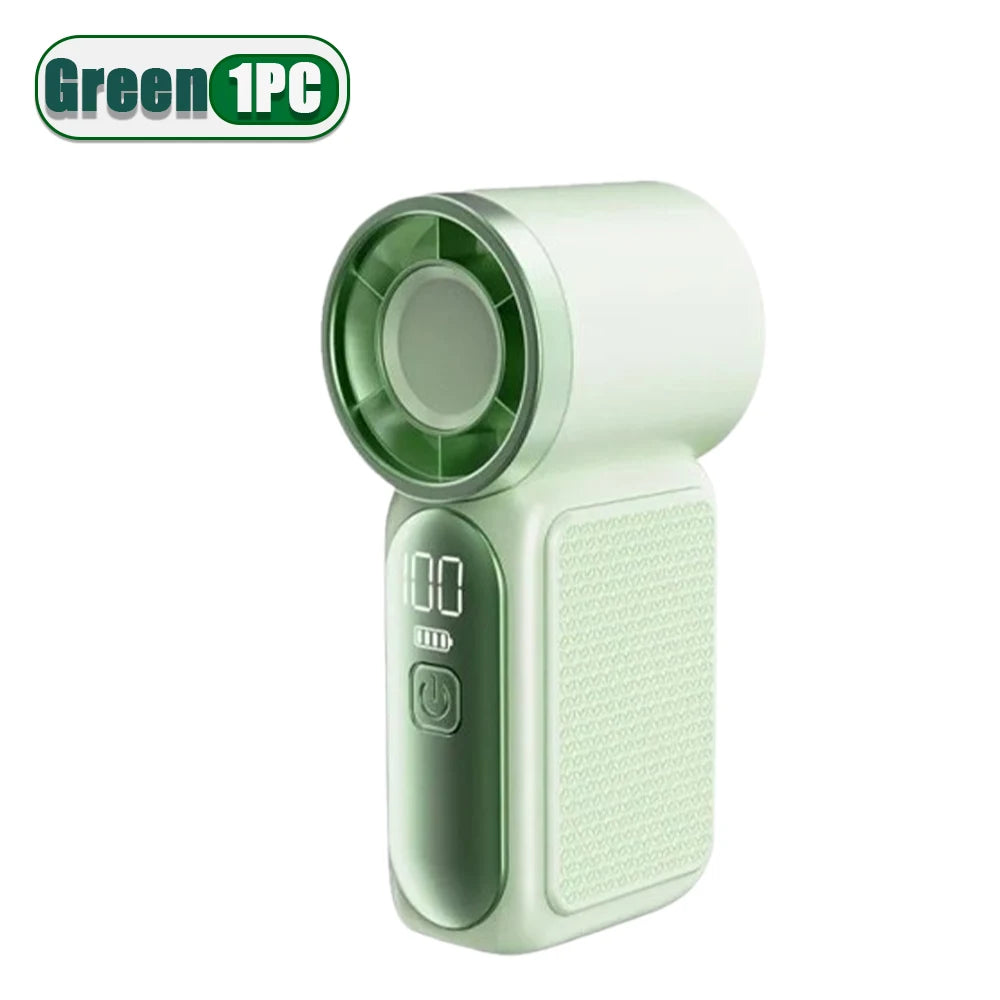 USB Rechargeable Mini Handheld Fan 3000mAh High Speed Turbo 100 Adjustable Speeds LED Display Desk Fan for Travel Home Office