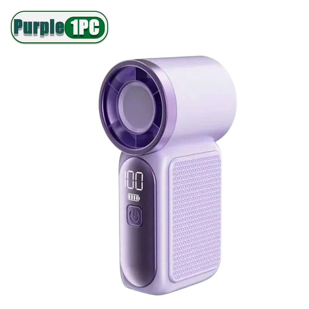 USB Rechargeable Mini Handheld Fan 3000mAh High Speed Turbo 100 Adjustable Speeds LED Display Desk Fan for Travel Home Office
