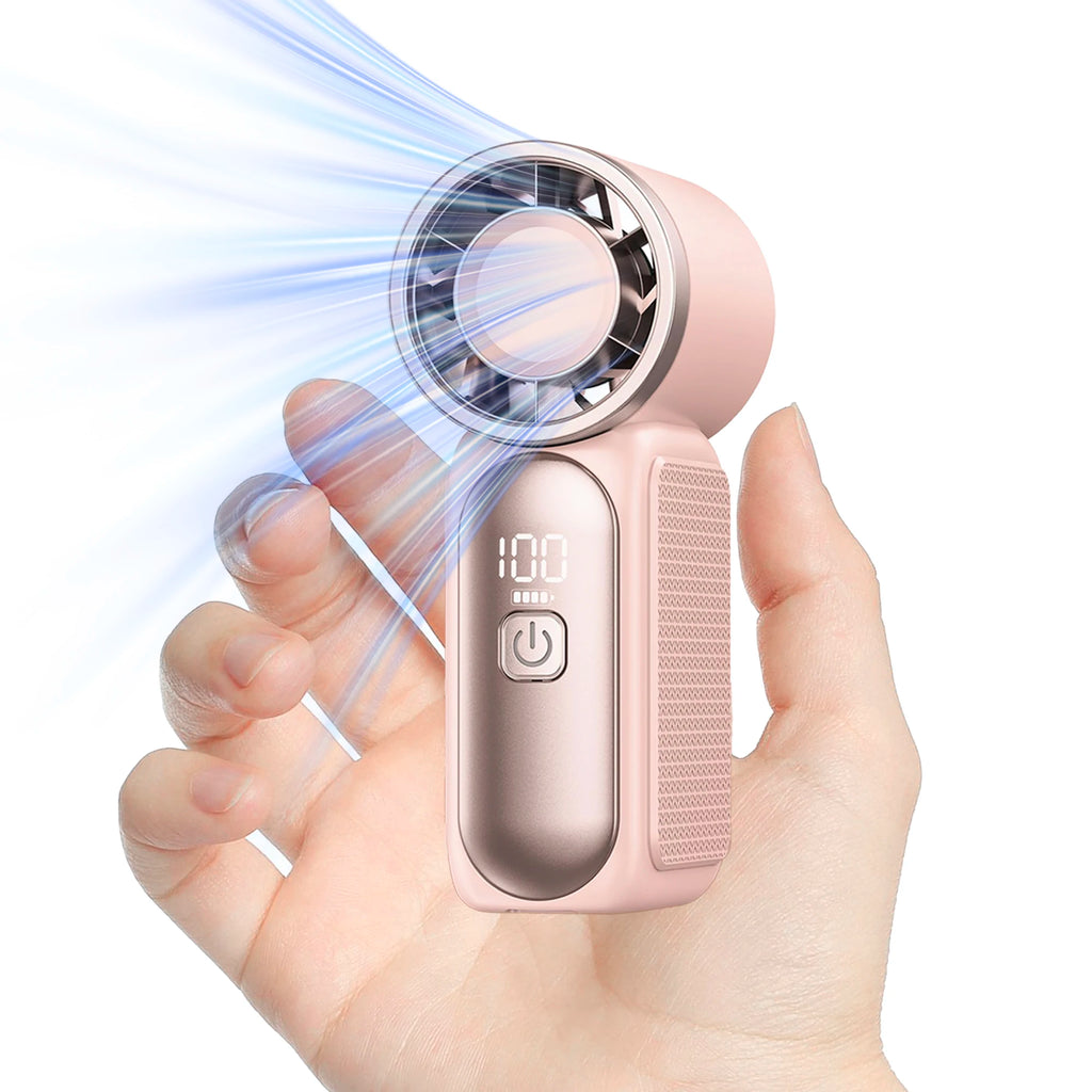 USB Rechargeable Mini Handheld Fan 3000mAh High Speed Turbo 100 Adjustable Speeds LED Display Desk Fan for Travel Home Office