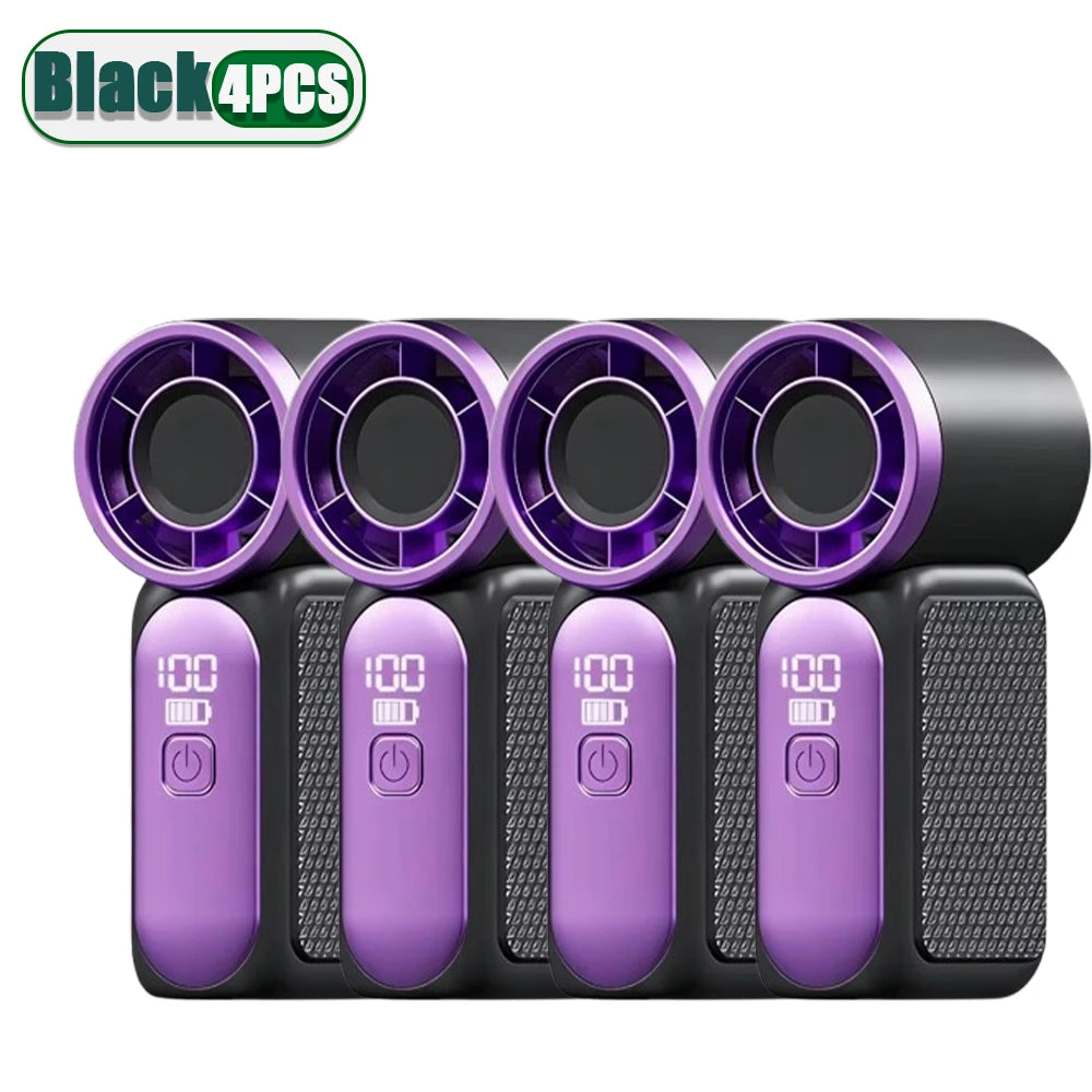 USB Rechargeable Mini Handheld Fan 3000mAh High Speed Turbo 100 Adjustable Speeds LED Display Desk Fan for Travel Home Office